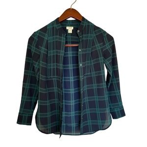 J Crew Casual Green Plaid Flannel XXS